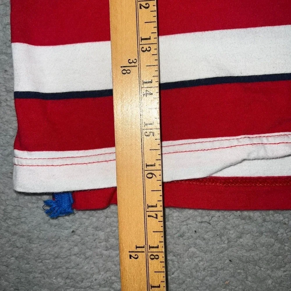 VTG United Colors of Benetton Shirt Youth Sz S Red White Stripe Polo Embroidered